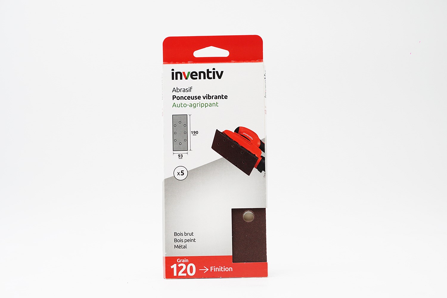 5 Patins trous ovales 93x190mm Grain 120 - INVENTIV